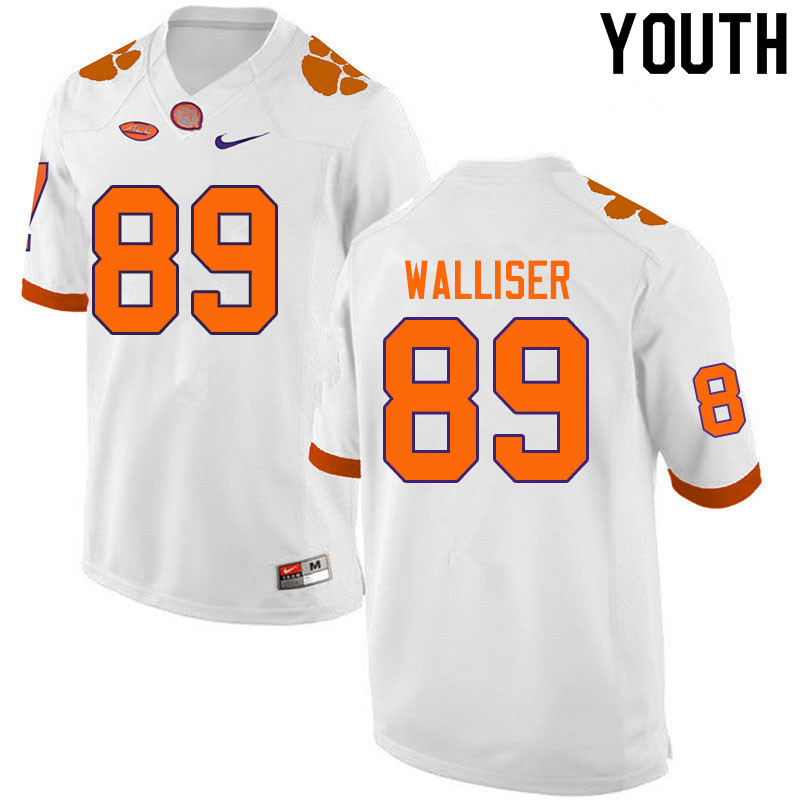 Youth #89 Tristan Walliser Clemson Tigers College Football Jerseys Sale-White - Click Image to Close